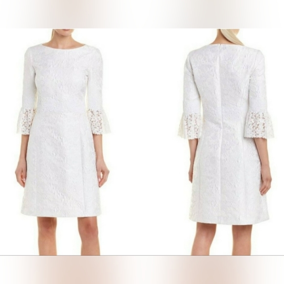 Michael Kors White Brocade Silk Lace Formal Dress - Picture 3 of 11